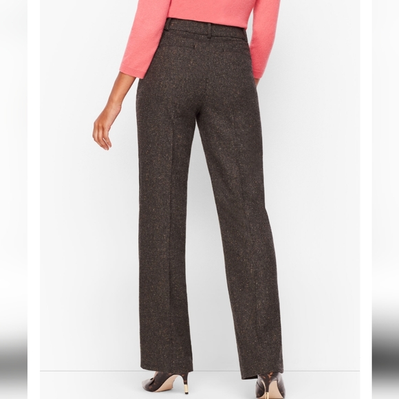 Talbots petites LUXE DONEGAL WINDSOR PANTS size 16P in mill brown/ivory multi - Picture 2 of 16